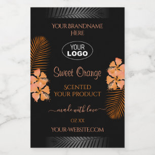 Pour Bocaux Logo Étiquette Orange Hawaiian Flowers