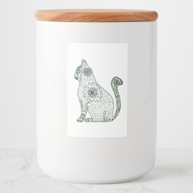 Pour Bocaux Mandala Cat Art Étiquette de conteneur alimentaire (Devant)