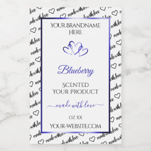 Pour Bocaux Noir Blanc Cloud Produit Étiquette Coeurs Bleus