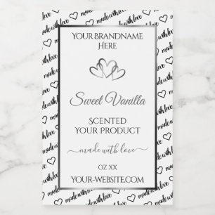 Pour Bocaux Nuage de mots Noir Blanc Étiquette de produit Cœur
