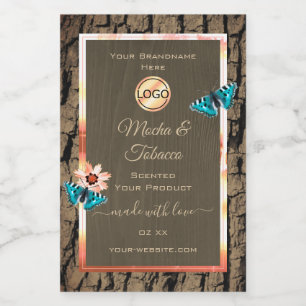 Pour Bocaux Papillons et logo Étiquette en bois Brown foncé