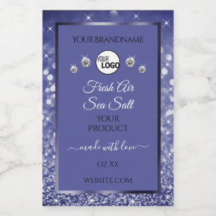 Pour Bocaux Parties scintillant bleue glamour Étiquette Logo D