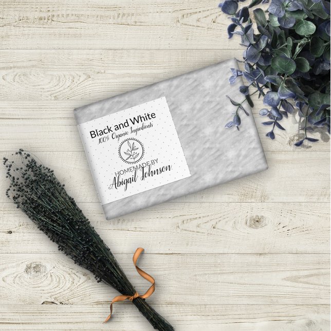 Pour Bocaux Savon artisanal noir et blanc | Étiquette d'analys (Créateur téléchargé)