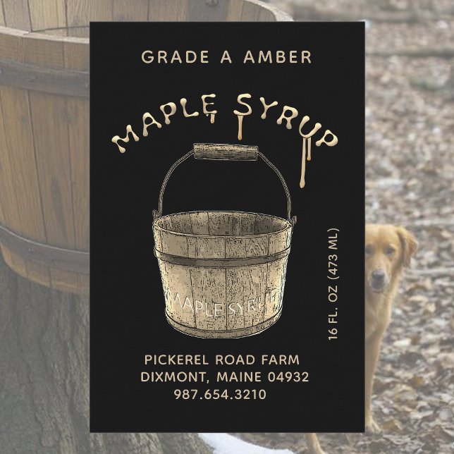 Pour Bocaux Sirop d'érable étanche Étiquette alimentaire Noir  (Créateur téléchargé)