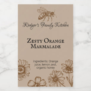 Pour Bocaux Zesty Orange Marmalade Floral Honey Bee Étiquette 