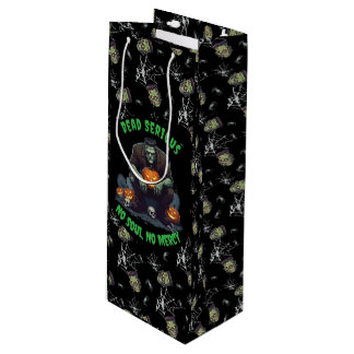 Pour Bouteille 🖤 Black Frankenstein Halloween Sac cadeau 💀 🎃