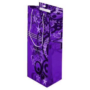 Pour Bouteille Cercles et étoiles Retro Sac cadeau de vin pourpre