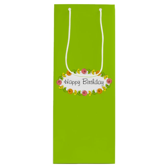 Pour Bouteille Citrus Oval Vert Anniversaire cadeau sac vin (Devant)