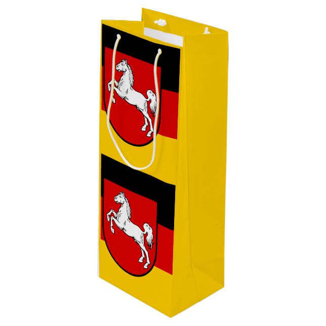 Pour Bouteille Drapeau de Basse-Saxe Sac cadeau vin (Devant Angle)