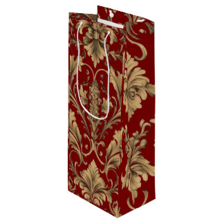 Pour Bouteille Elégant Vintage or Damas Sac cadeau