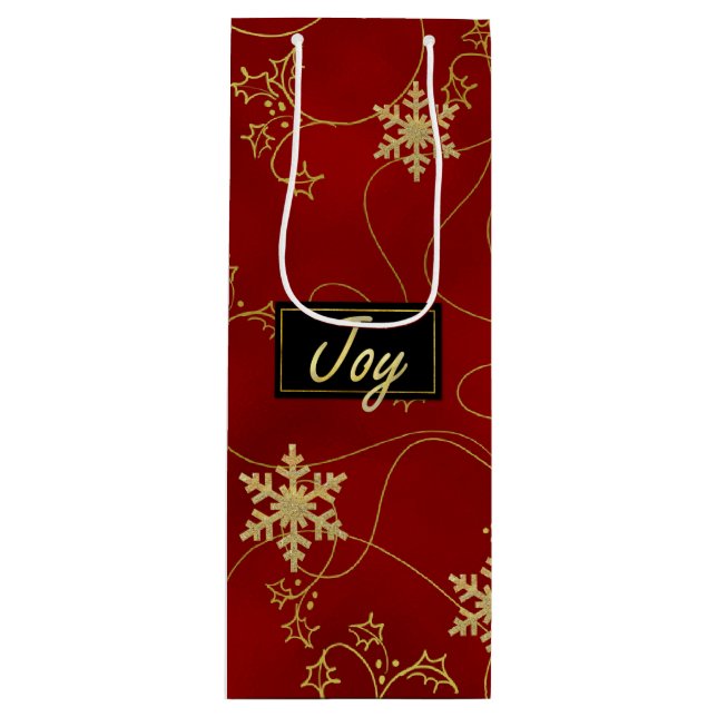 Pour Bouteille Gold Joy Vin de Noël Sac cadeau (Devant)