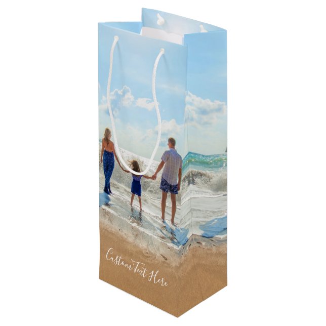 Pour Bouteille Photo personnalisée Texte Vin Sac cadeau Votre pro (Dos Angle)