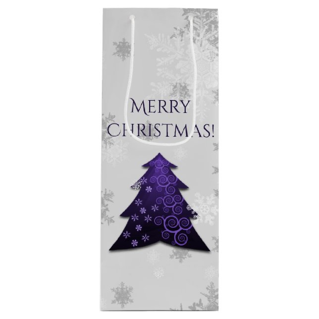 Pour Bouteille Purple Festif de Noël Arbre Vin Sac cadeau (Devant)