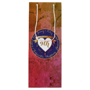 Pour Bouteille Sac cadeau 9e Anniversaire en terre cuite et lapis