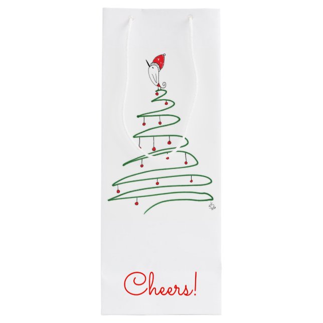 Pour Bouteille Sac cadeau aux oiseaux de Noël (Dos)