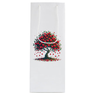 Pour Bouteille Sac cadeau avec imprimé arbre d'amour