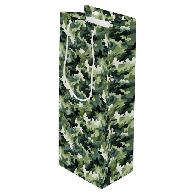 Pour Bouteille Sac cadeau Camo militaire (Devant Angle)