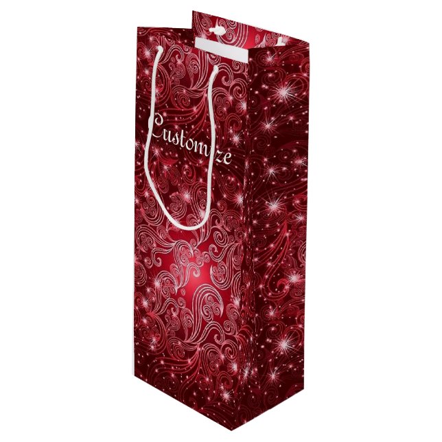 Pour Bouteille Sac cadeau céleste Red Swirls & Stars (Devant Angle)
