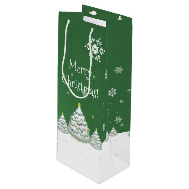 Pour Bouteille Sac cadeau de vin de l'arbre de Noël vert (Devant Angle)