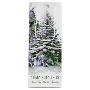 Pour Bouteille Sac cadeau de vin pourpre et vert de Noël Arbres
