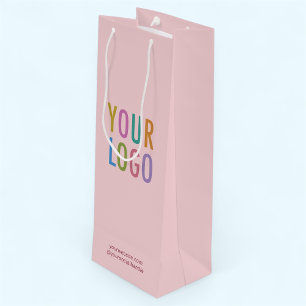 Pour Bouteille Sac cadeau de vin rosé taupe avec logo d'entrepris