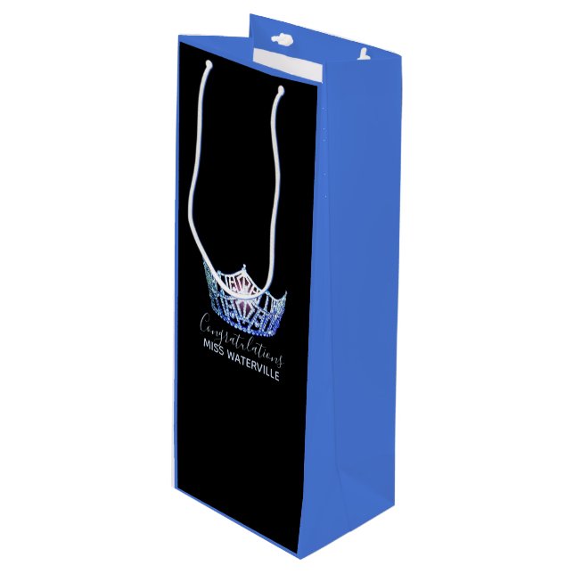 Pour Bouteille Sac cadeau Miss America Blue Crown 2 Tone (Devant Angle)