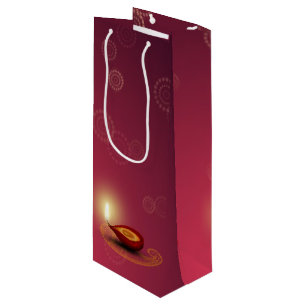 Pour Bouteille Shiny Happy Diwali Diya - Sac cadeau vin