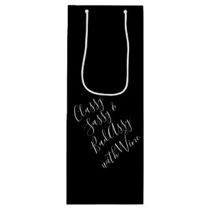 Pour Bouteille White Funny Wine Puns Sac cadeau vin