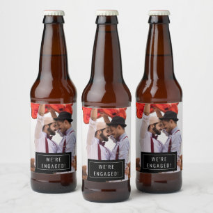 Pour Bouteilles De Bière Insigne photo   FAIRE-PART FIANÇAILLES   Étiquette