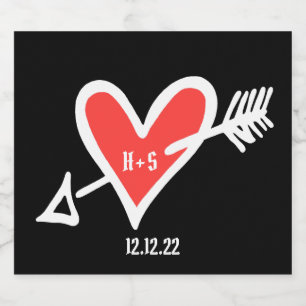 Pour Bouteilles De Bière Personnalisé Mariage Amour Coeur Noir & Étiquette 