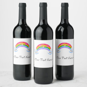 Pour Bouteilles De Vin Arc-en-ciel Clouds Étiquette bouteille