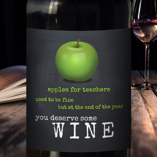 Pour Bouteilles De Vin Chalkboard personnalisé Apple enseignant Étiquette