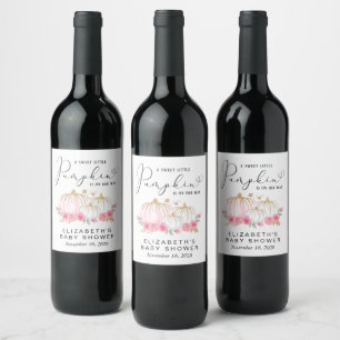 Pour Bouteilles De Vin Citrouille Rose Floral Baby Girl Douche Étiquette