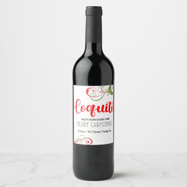 Pour Bouteilles De Vin Coquito Joyeux Noël étiquette bouteille personnali (Devant)