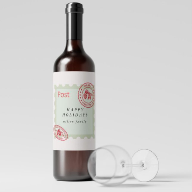 Pour Bouteilles De Vin Cuisine Vintage Mail Vacances Étiquette (Créateur téléchargé)