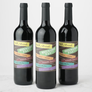 Pour Bouteilles De Vin Étiquette coloré, Fête du réchauffement climatique