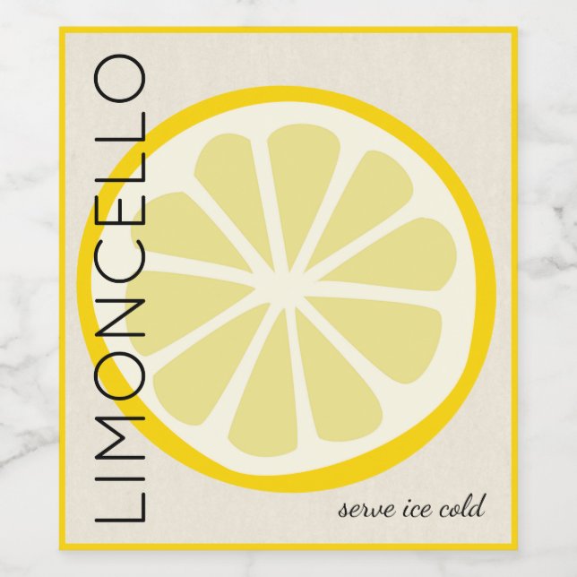Pour Bouteilles De Vin Étiquette Limoncello avec image citron | (Étiquettes simples)