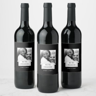 Pour Bouteilles De Vin Insigne photo   FAIRE-PART FIANÇAILLES   Étiquette