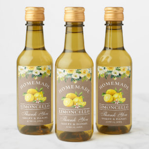 Pour Bouteilles De Vin Limoncello Lemons Floral Kraft Mini Étiquettes bou