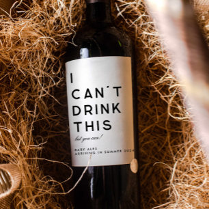 Pour Bouteilles De Vin Moderne Simple Grossesse Faire-part Étiquette à vi