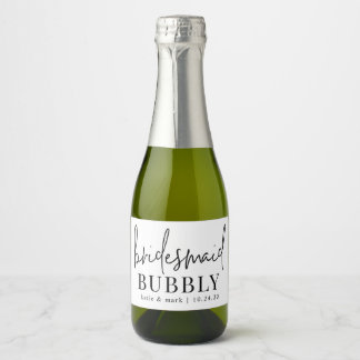 Pour Bouteilles De Vin Mousseux Bridesmaid Bubbly Mini Sparkling Wine Étiquettes