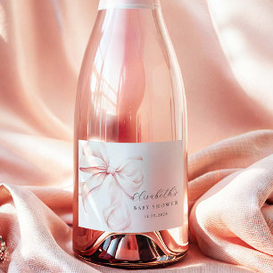 Pour Bouteilles De Vin Mousseux Étiquettes mini champagne Baby Shower ruban rose
