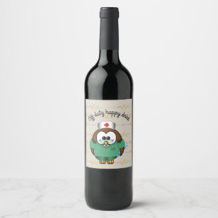 Pour Bouteilles De Vin nurse owl - étiquette