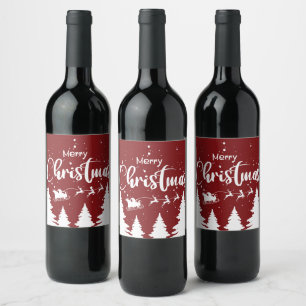 Pour Bouteilles De Vin Père Noël Sleigh Wine Étiquette - Custom Christmas