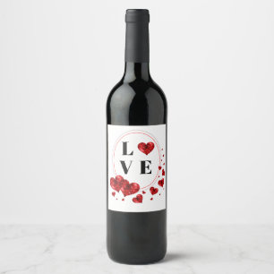 Pour Bouteilles De Vin Romantic Love Hearts Champagne Étiquette