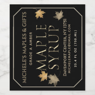 Pour Bouteilles De Vin Sirop d'érable en or et Étiquette noir (3,5 po x 4