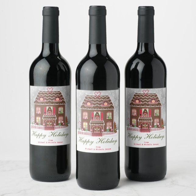 Pour Bouteilles De Vin Vacances Gingerbread Maison Vins Étiquette (Bouteilles)