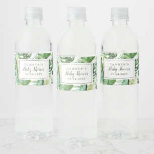 Pour Bouteilles D'eau Baby shower à eau sauvage Tropical Palm Étiquette