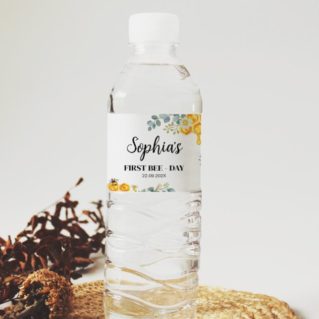 Pour Bouteilles D'eau Bee Water Bottle Étiquette Anniversaire Baby showe (Créateur téléchargé)