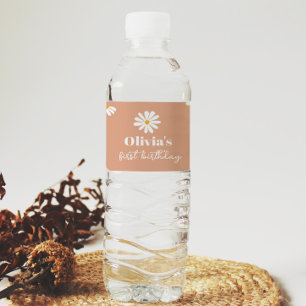 Pour Bouteilles D'eau Boho Daisy Anniversaire fête Étiquette bouteille d